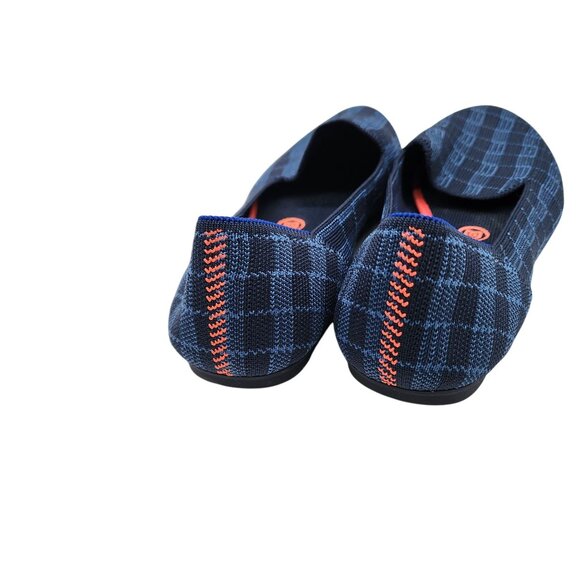 Rothy’s Womens Indigo Gingham Plaid Checkered Slip On Flats Loafers Round Toe 10 - Picture 4 of 7